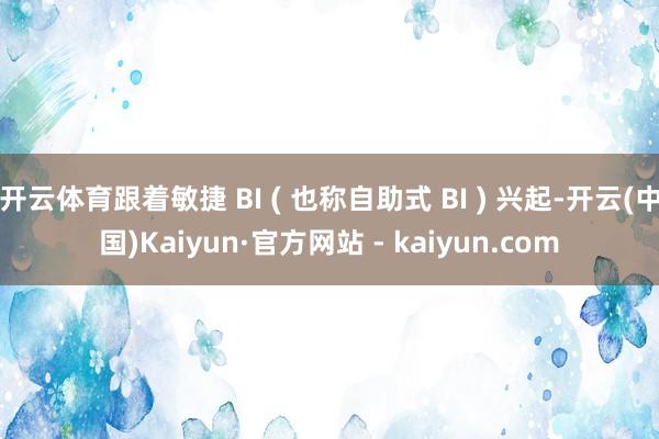 开云体育跟着敏捷 BI ( 也称自助式 BI ) 兴起-开云(中国)Kaiyun·官方网站 - kaiyun.com